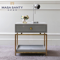 American Light Lavish Bed Head Cabinet Metal Feet Master Bedroom Solid Wood Bedside Cabinet Creative Fashion Wind Lockers Full Dress