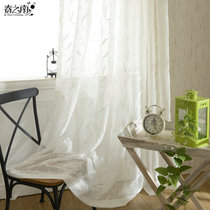 Spring south window screen Fresh American country embroidered white yarn custom Bedroom bay window Balcony pastoral embroidery autumn spike