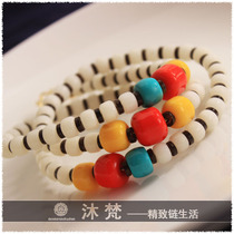 Buddha chain Thai Buddha brand necklace natural white jade Bodhi root coconut shell men and women three hanging chain