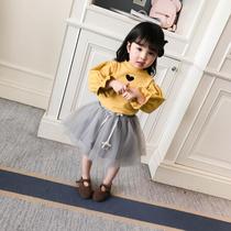 Korean childrens clothing lantern sleeve all-round base shirt Female baby 1-2-3 years old childrens long-sleeved T-shirt spring and autumn top