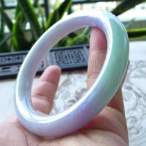 Mingkai Jade Myanmar old pit natural A goods Jade Violet spring band color round jade bracelet 54 with certificate