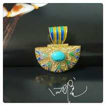 Siheyuan Jianguo old foreign trade 925 sterling silver gold-plated burnt blue silk No optimization of raw ore turquoise pendant