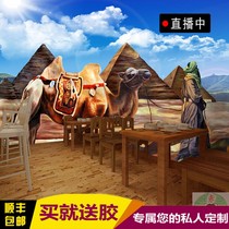 3D camel desert wallpaper Xinjiang Inner Mongolia Western regions Arabian murals Islamic religious wallpaper