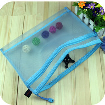 Huanmei A4 breathable screen file bag Double layer mesh bag Storage bag Examination bag Transparent zipper bag