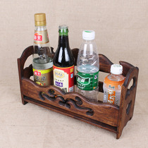 Thai study solid wood carving desktop storage rack living room dining room home finishing utensils kitchen shelf