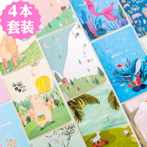 4 sets of simple 32K notebook stationery student diary fresh cute cartoon soft copy A5 notepad