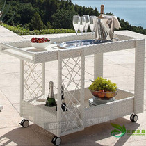 Hotel Dining Room Multifunction Double Cart Outdoor Patio Garden Trolley Cafe Mobile Wine Buffet Dining Car