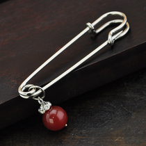 Retro red agate color diamond brooch pin sweater classical accessories National style Korean version of the year open jewelry