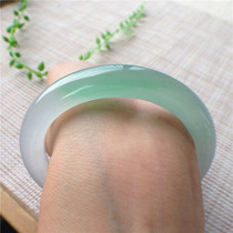 Jade bracelet ice seed floating flower round bracelet jade bracelet jade bracelet fluorescent natural Burma with certificate Yang Green