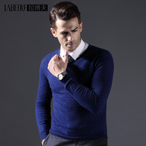 Labov Sheep Sweater Male V Collar Middle-aged 2021 Autumn Winter Casual Pure Color Long Sleeve Hooded Sweater Sweater Sweater