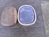 End-ink inkstone Inkink Box Side 90s State-run End Ink Stone factory with red wood box Horanink (pit Tsai)