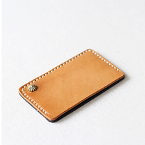 Nude black vegetable tanned cowhide chrysanthemum nail hand-stitched card bag certificate package commuter card bag card case