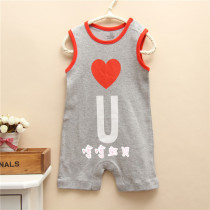 Baby one-piece clothes All cotton baby Summer Climbing Suit Short Sleeve Summer Dress Climbing with sleeveless male and female baby thin kha-clad
