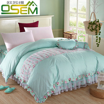 Osu man cotton quilt cover single piece Princess cotton lace lace quilt cover single double quilt cover