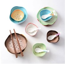  Ceramic ice crack glaze tableware set Creative fashion irregular bowl Rice bowl Fruit salad dish plate