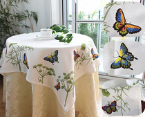 Cationic pastoral embroidery table cloth Refrigerator washing machine cover cloth Bedside table Tea table towel Butterfly flower tablecloth