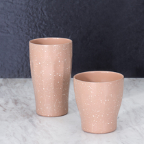 Liyang Japanese teacup Double stainless steel ceramic drop-proof wind open cup Petal cold open beer water cup