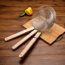 304 wooden handle stainless steel wire leak canteen hotel with thick line Li Household hotel with large colander filter screen