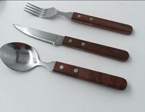 Commercial Wood Handle Abalone boutique stainless steel West cutlery Three sets Western Dining Knife Fork Spoon Combined Suit Cookware