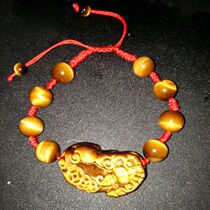 Natural tiger eye stone bracelet Pixiu hand string handmade rope diamond knot bracelet for men and women lovers