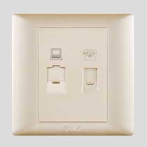 Tianji electrical switch panel exclusive Yueting series computer phone double socket champagne gold