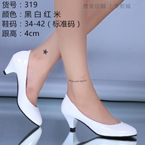 Spring and autumn large size ladyboy 41-43 mid-pointed high heels cd cross-dressing low-heeled shoes shallow single shoes womens shoes for sale
