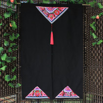 Yi embroidered curtain ethnic fabric decoration bedroom bathroom partition curtain canvas shade black porch curtain