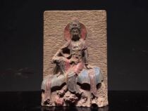 (Free Guanyin) Qingshi painted high 52 wide 36cm thick 18cm open face kindly wearing a Corolla