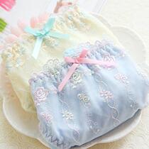 (Article 5) Export Korea Japanese Department Pink Lace Milk Silk Low Waist Womens Triangle Underwear Crotch full cotton