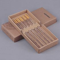 NEWREA new chicken wing Wood Fuxing Gao Zhao five pairs of chopsticks household tableware set
