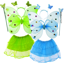 Christmas Bilayer Bright Sheet Butterfly Wings Children Angels Three Sets Princess Performance Clothing Props Little Girl Play
