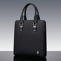 Korean version of business mens bag handbag mens bag new casual leather bag mens vertical briefcase fashion hand bag