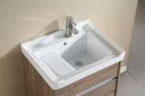 Wash wardrobe combination balcony solid wood ceramic laundry basin floor-standing bathroom cabinet toilet laundry basin