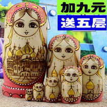 Matryoshka imported 7-layer handmade crafts Hand-painted air-dried Basswood childrens toys seven-layer B6