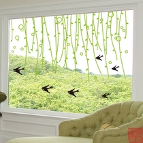 Spring spring stickers Shop large window glass door decoration Living room balcony window grille wall stickers Weeping willow Feiyan