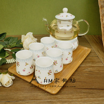  Korean rose garden flower tea filter tea set Glass ceramic with heater set 10-piece gift box