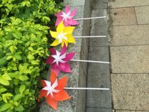 Red yellow blue and white windmill pure color six-leaf hexagonal double-sided windmill fashion Korean trend