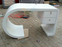 Wooden curved bar cashier front desk minimalist modern white piano paint reception desk