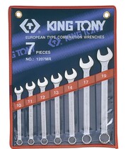 Taiwan KINGTONY Blue Belt 7PCs Metric Imperial Plum Open Wrench Set 1207MR 1207SR