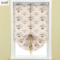 Spring south Roman curtain Fan-shaped curtain Mediterranean Bedroom Living room Study Semi-shading boutique roller curtain Bamboo rhyme faint