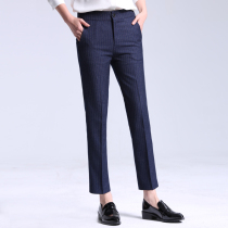 2021 autumn suit pants womens ankle-length pants vertical striped casual pants temperament womens pants straight pants professional trousers