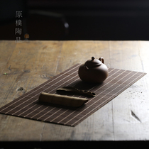 Natural tea art handmade carbonized tea mat coasters Tea sets Protective heat insulation and scratch-resistant bamboo mats Bamboo coasters Tea tray accessories