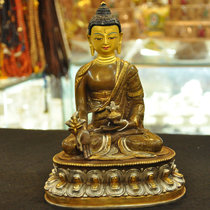 Tibetan Buddhism Nepal Copper hand carved Medicine Buddha Copper Medicine Buddha Buddha 23 cm