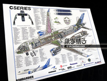 Bombardier CSeries Poster Bombardier C Series Aircraft Cross-sectional Aviation Knowledge Wall Chart