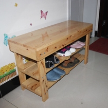 All solid wood shoe stool Cypress wood shoe rack storage stool Simple shoe storage stool Try-on shoe stool