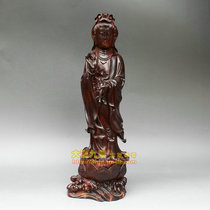 Net bottle Guanyin Indian leaflet Rosewood carved Guanyin statue Old material smooth grain solid wood carved Mahogany crafts