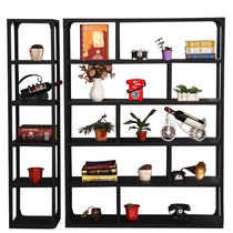 American country retro living room floor-to-ceiling multi-layer shelf Office bedroom Wrought iron bookshelf display rack shelf