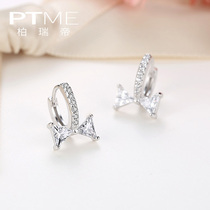 Sterling silver earrings female Korean simple temperament Net Red fashion Lady bow small ear buckle ear jewelry thin and small