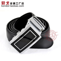 Leather automatic buckle belt single ring glossy belt men mens double layer cowhide fashion youth middle-aged and elderly