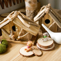 Handmade zakka creative decorations do old wooden ornaments wooden house shooting photography props birthday gifts